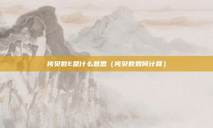 拷贝数E是什么意思(拷贝数如何计算)