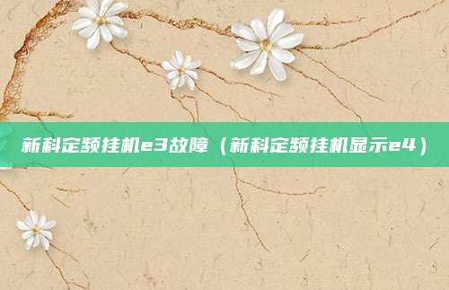 新科定频挂机e3故障（新科定频挂机显示e4）