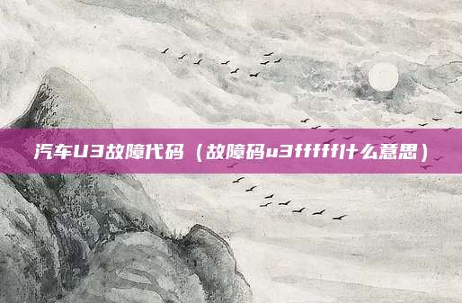 汽车U3故障代码(故障码u3fffff什么意思)