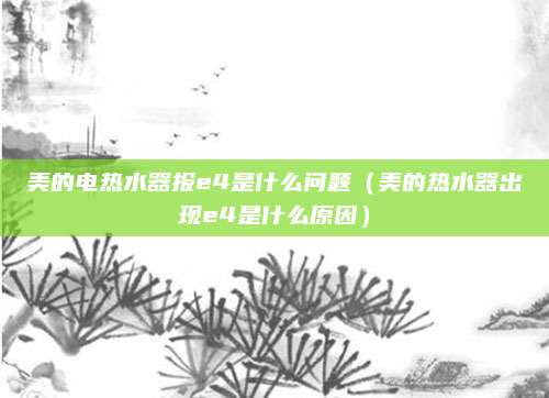 美的电热水器报e4是什么问题（美的热水器出现e4是什么原因）