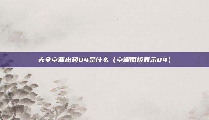 大全空调出现04是什么（空调面板显示04）