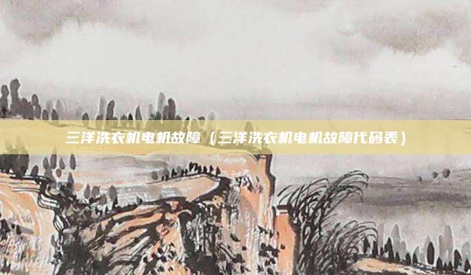三洋洗衣机电机故障（三洋洗衣机电机故障代码表）