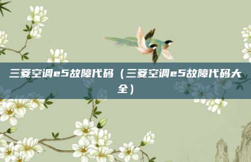 三菱空调e5故障代码（三菱空调e5故障代码大全）