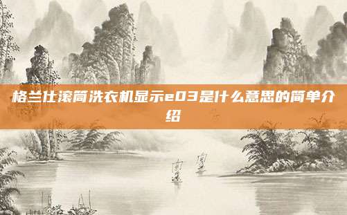 格兰仕滚筒洗衣机显示e03是什么意思的简单介绍