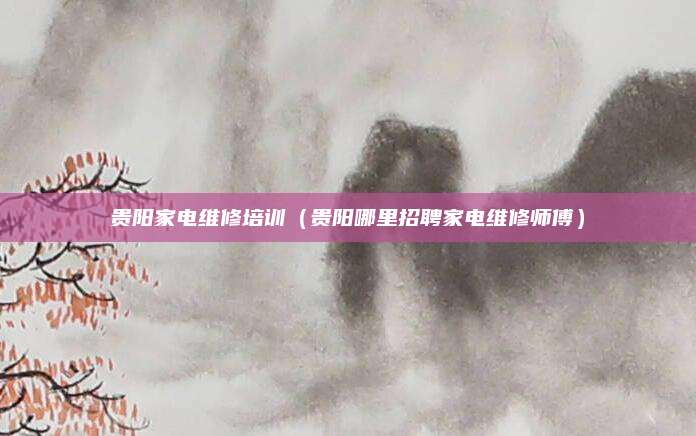 贵阳家电维修培训（贵阳哪里招聘家电维修师傅）