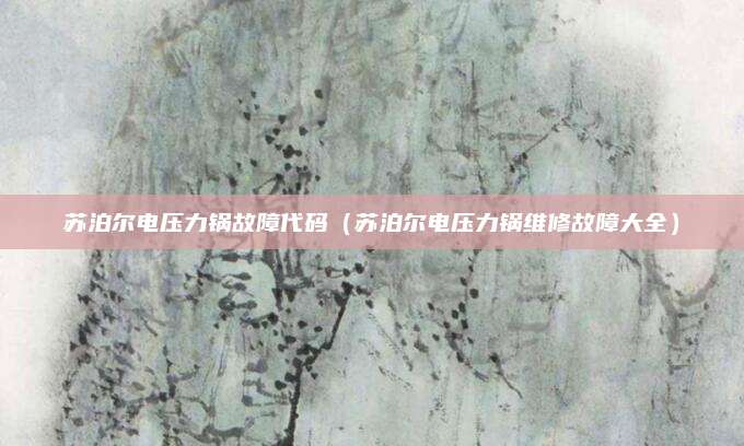苏泊尔电压力锅故障代码（苏泊尔电压力锅维修故障大全）
