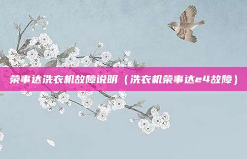 荣事达洗衣机故障说明（洗衣机荣事达e4故障）