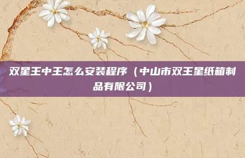 双星王中王怎么安装程序（中山市双王星纸箱制品有限公司）