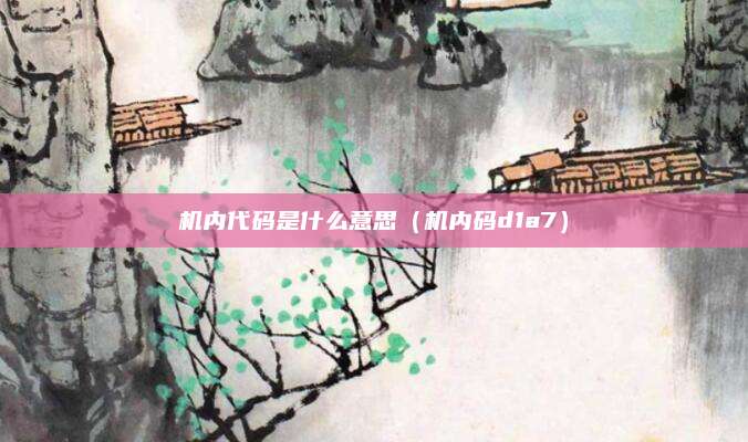 机内代码是什么意思（机内码d1a7）