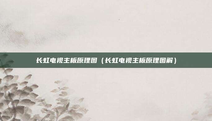 长虹电视主板原理图（长虹电视主板原理图解）