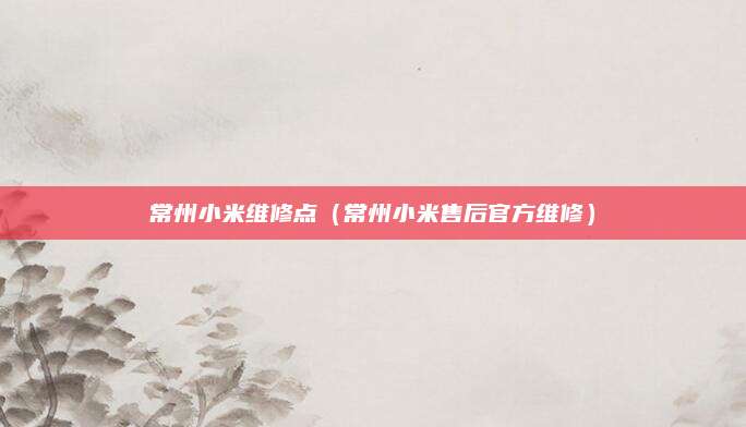 常州小米维修点（常州小米售后官方维修）