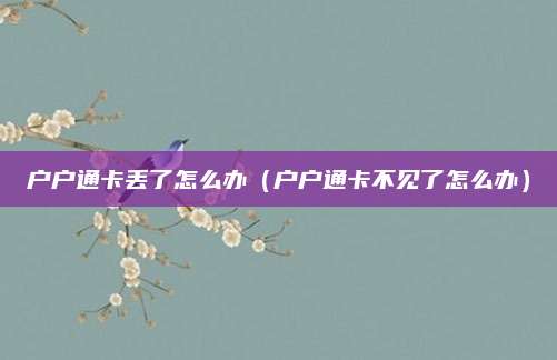 户户通卡丢了怎么办(户户通卡不见了怎么办)