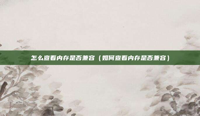 怎么查看内存是否兼容(如何查看内存是否兼容)