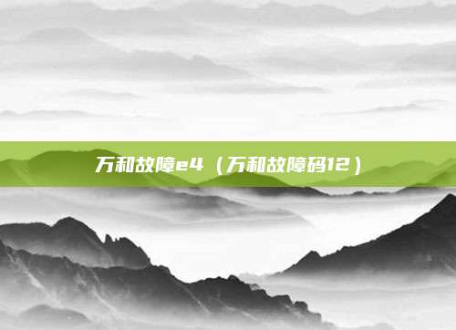 万和故障e4（万和故障码12）
