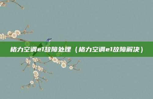 格力空调e1故障处理（格力空调e1故障解决）