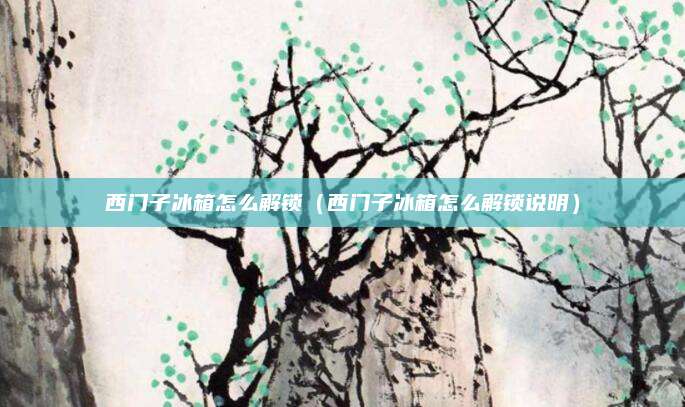 西门子冰箱怎么解锁（西门子冰箱怎么解锁说明）