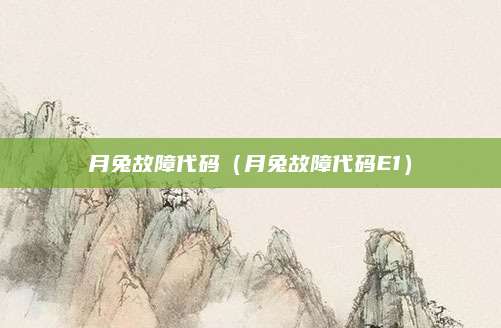 月兔故障代码（月兔故障代码E1）