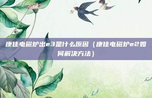 康佳电磁炉出e3是什么原因（康佳电磁炉e2如何解决方法）