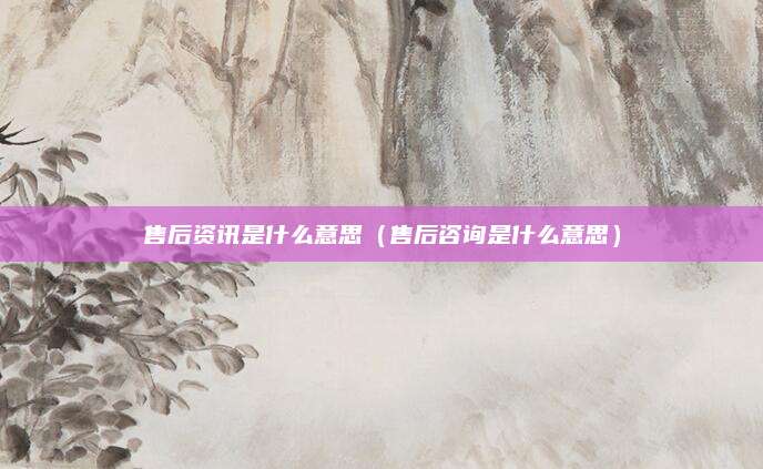 售后资讯是什么意思（售后咨询是什么意思）