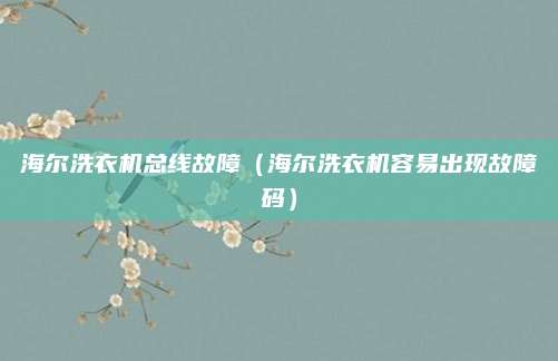 海尔洗衣机总线故障（海尔洗衣机容易出现故障码）