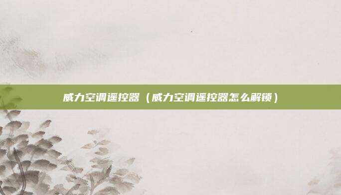 威力空调遥控器（威力空调遥控器怎么解锁）
