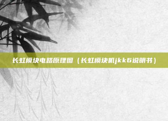 长虹模块电路原理图（长虹模块机jkk6说明书）