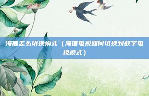 海信怎么切换模式（海信电视如何切换到数字电视模式）