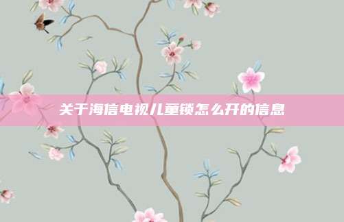关于海信电视儿童锁怎么开的信息
