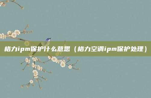 格力ipm保护什么意思（格力空调ipm保护处理）