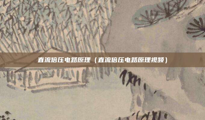 直流倍压电路原理(直流倍压电路原理视频)