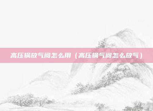 高压锅放气阀怎么用(高压锅气阀怎么放气)