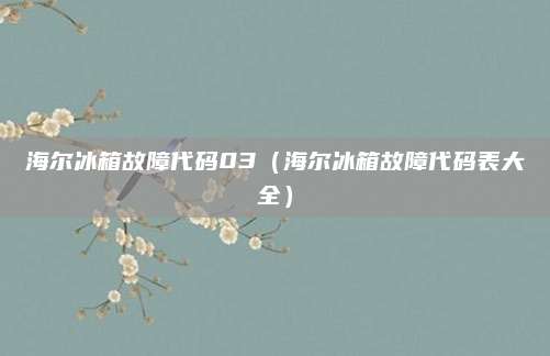 海尔冰箱故障代码03（海尔冰箱故障代码表大全）