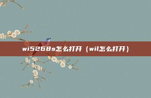 wi5268s怎么打开（wil怎么打开）