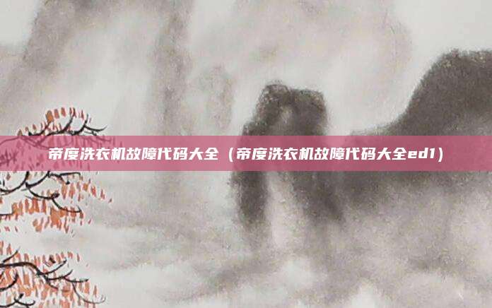 帝度洗衣机故障代码大全（帝度洗衣机故障代码大全ed1）