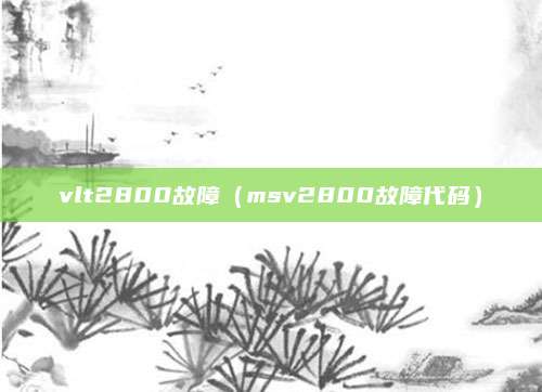 vlt2800故障（msv2800故障代码）