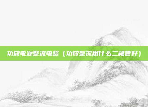 功放电源整流电路（功放整流用什么二极管好）