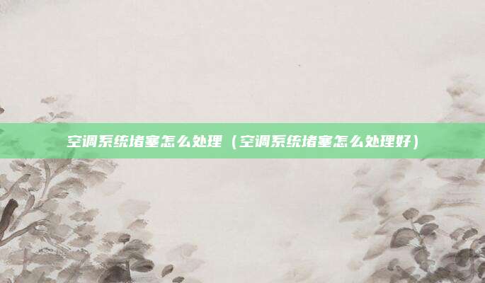 空调系统堵塞怎么处理(空调系统堵塞怎么处理好)