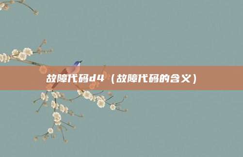 故障代码d4（故障代码的含义）