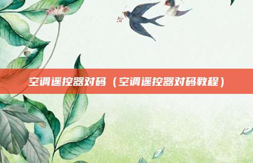 空调遥控器对码(空调遥控器对码教程)