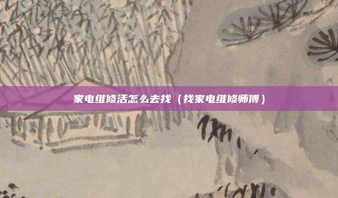 家电维修活怎么去找（找家电维修师傅）