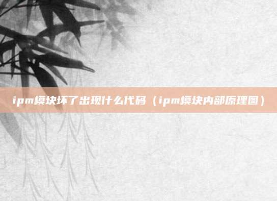 ipm模块坏了出现什么代码（ipm模块内部原理图）