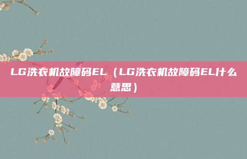 LG洗衣机故障码EL（LG洗衣机故障码EL什么意思）