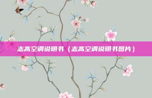 志高空调说明书（志高空调说明书图片）