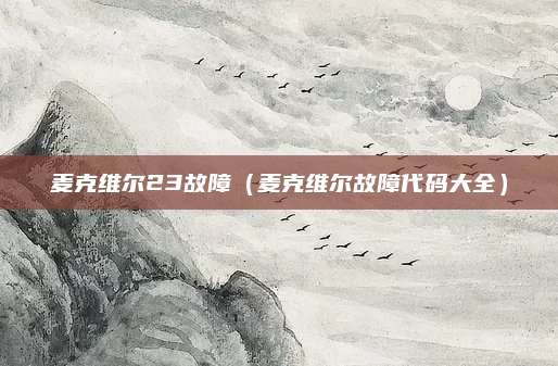 麦克维尔23故障(麦克维尔故障代码大全)