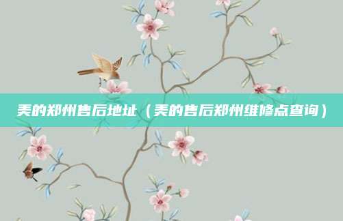 美的郑州售后地址(美的售后郑州维修点查询)