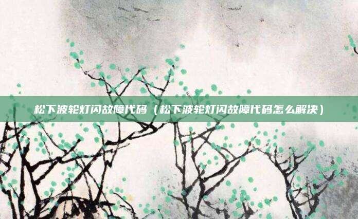 松下波轮灯闪故障代码（松下波轮灯闪故障代码怎么解决）