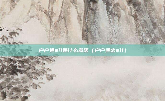 户户通e11是什么意思（户户通出e11）