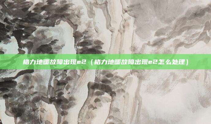 格力地暖故障出现e2（格力地暖故障出现e2怎么处理）