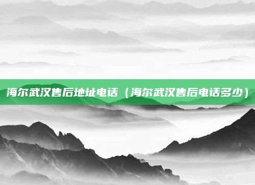 海尔武汉售后地址电话(海尔武汉售后电话多少)