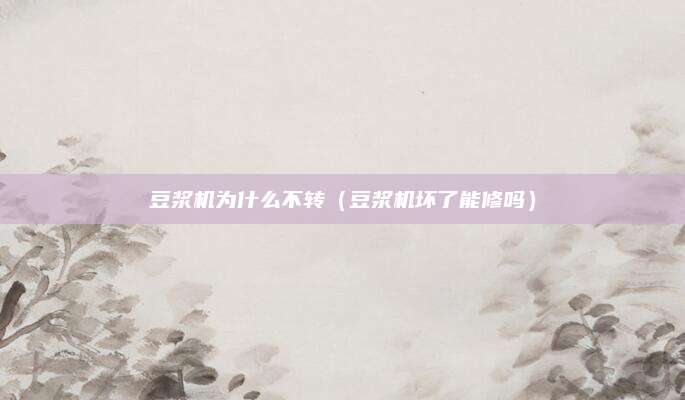豆浆机为什么不转(豆浆机坏了能修吗)